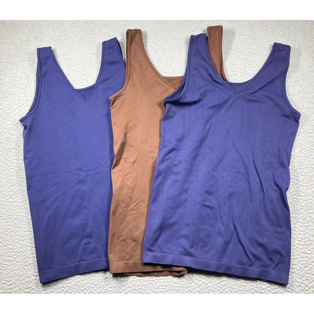 Lot‎ of 3 Stretch Tank Tops Women's Small Brown Blue Essential Tank Layering